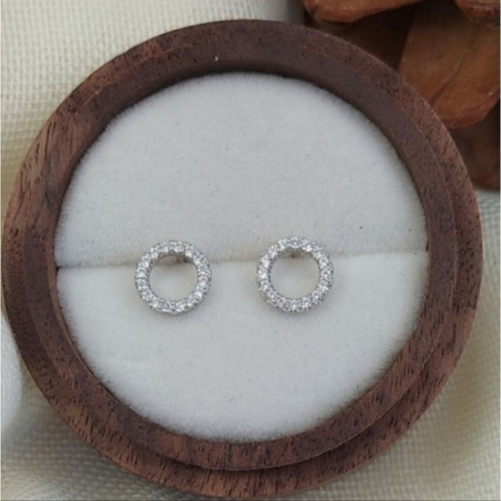 925 Sterling Silver Circle CZ Earrings